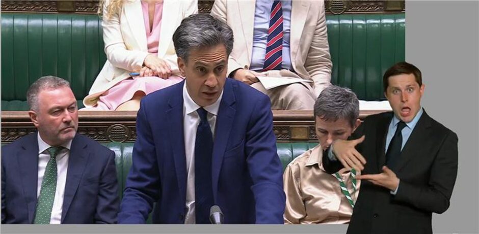To go with story by Jessica Davies. Miliband says the science is unequivocal as he delivers his first climate emergency speech. Picture shows; Ed Miliband delivers his first climate emergency speech. House of Commons. Jessica Davies/DCT Media Date; 14/07/2025