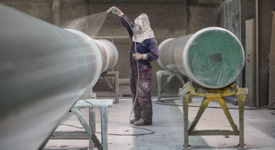 Spray coating in action at eBlast's Kintore facility. Image: eGroup