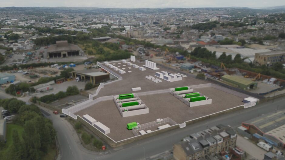 A 3D rendering of the of the Bradford Low Carbon Hydrogen project.