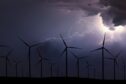 Storm Night Over Wind Farm