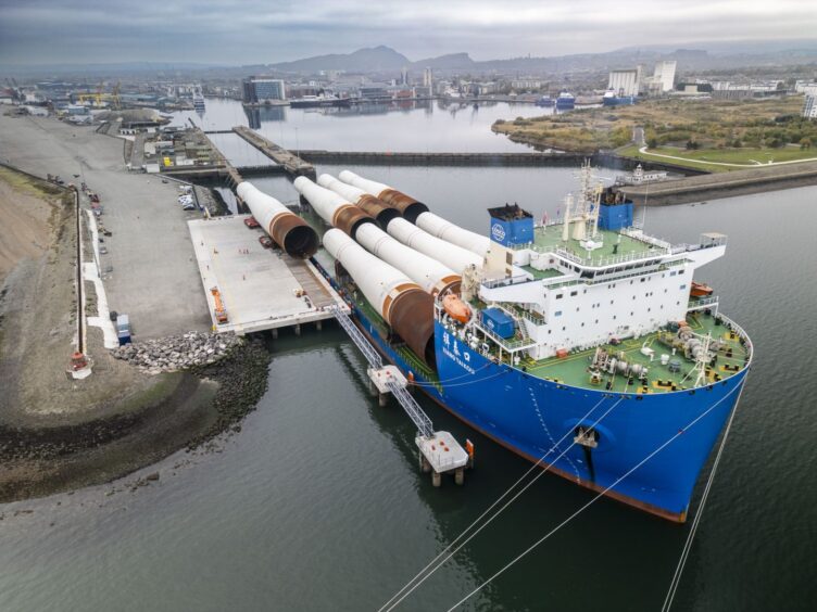 First monopiles for Inch Cape wind farm arrive in Edinburgh
