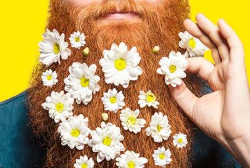 A man with flowers in his beard for a piece on limericks.