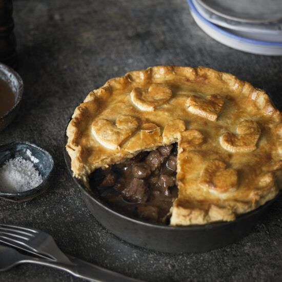 Beef pie with blueberry and blackcurrant cordial