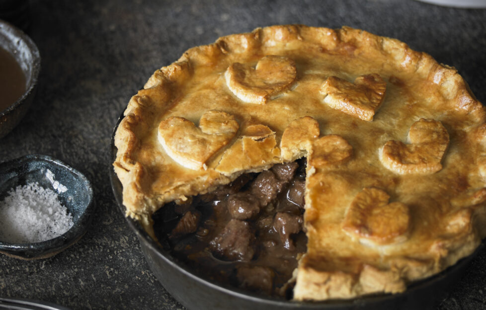 Beef pie with blueberry and blackcurrant cordial