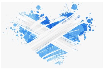 A blue heart with St Andrews Cross