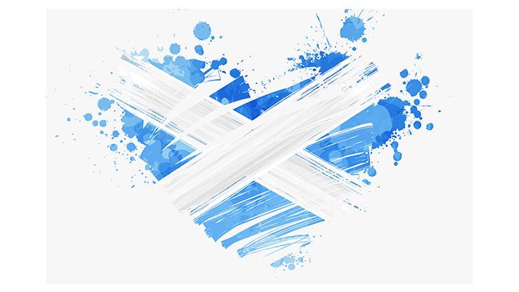 A blue heart with St Andrews Cross