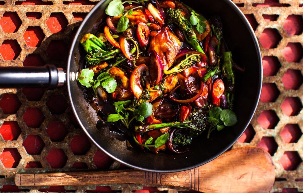 Szechuan Pork, Watercress and Broccoli Stir-fry