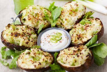 spring onion and celery loaded potato skins