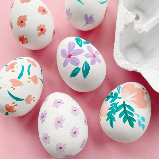 Easter Craft, floral painted ceramic eggs