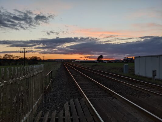 Sunset over a rail track