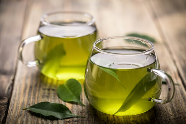 Two cups of green tea to help with stress