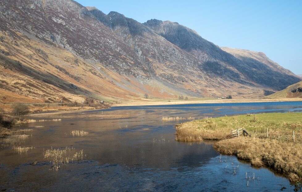 view of Loch Achtriochtan at start of walk