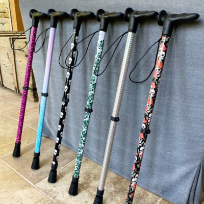 A range of Cool Crutches walking sticks with different patterns