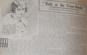Scan of original The People's Friend story "Ruth At The Crossroads" from 1916 with illustration