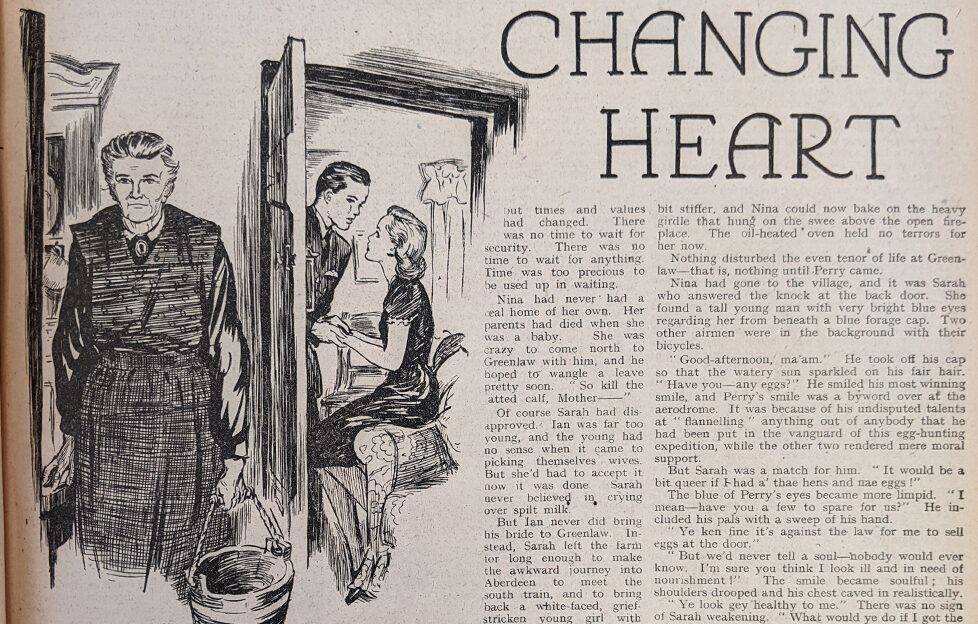 Scan of Changing Heart title and illustration from The People's Friend 1945 issues