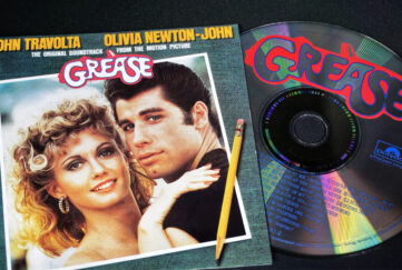 Grease soundtrack album cover and vinyl