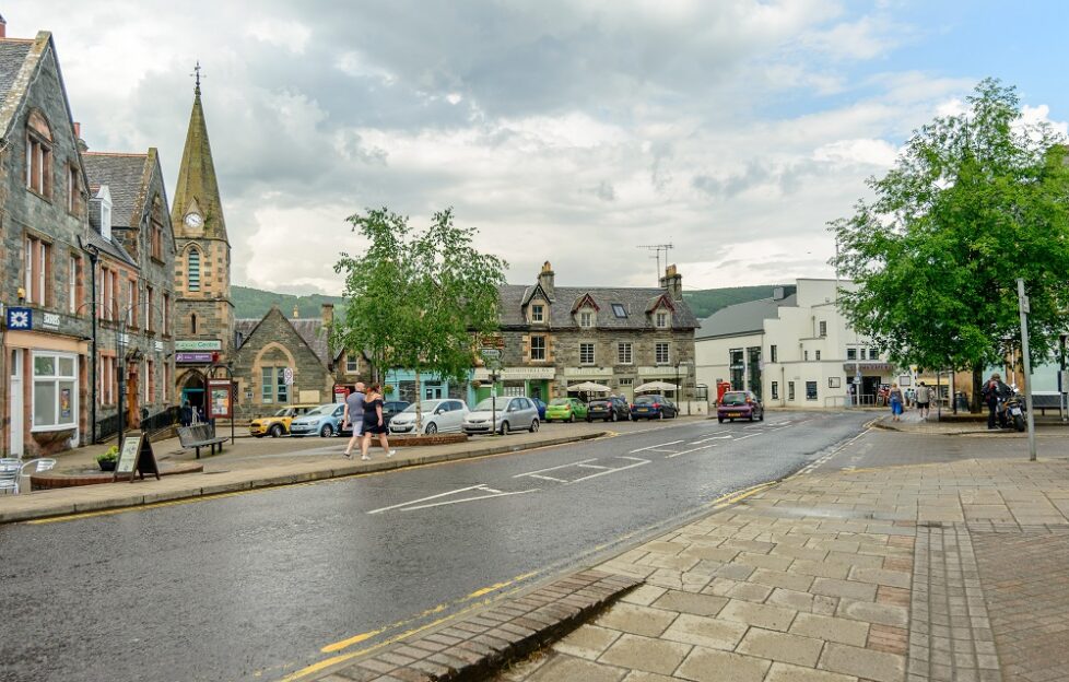 A view of Aberfeldy street in overcast skies