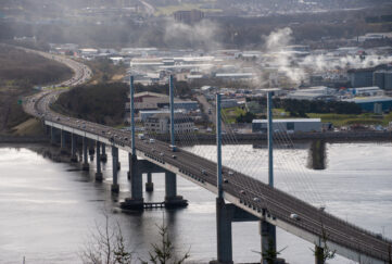Kessock Bridge on a cloudy day over the Beauly Firth