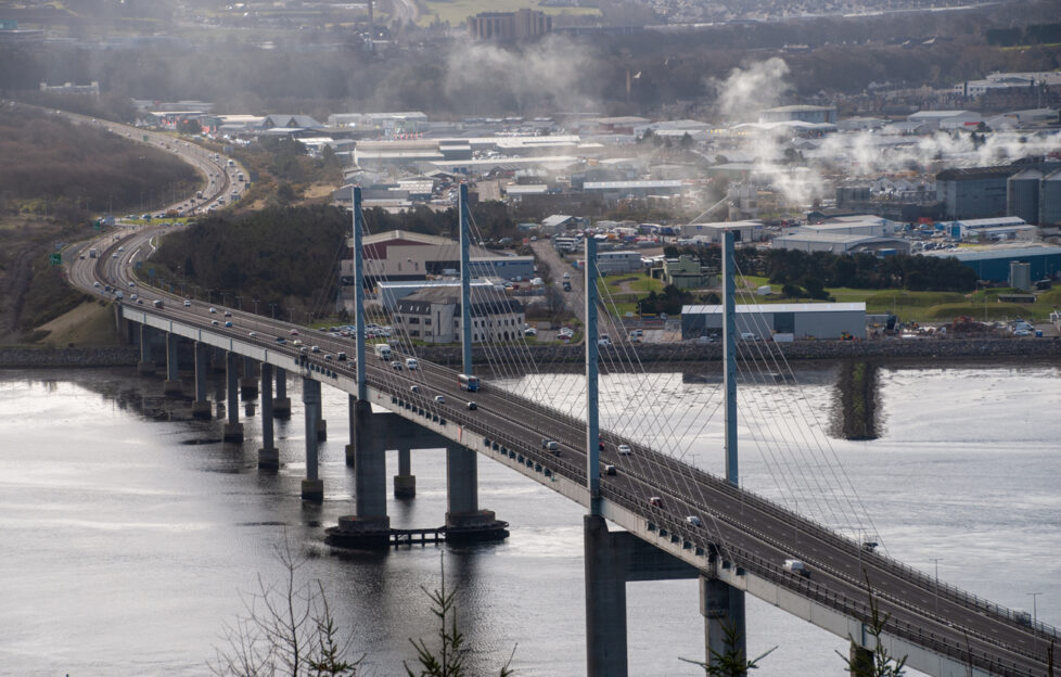 Kessock Bridge on a cloudy day over the Beauly Firth