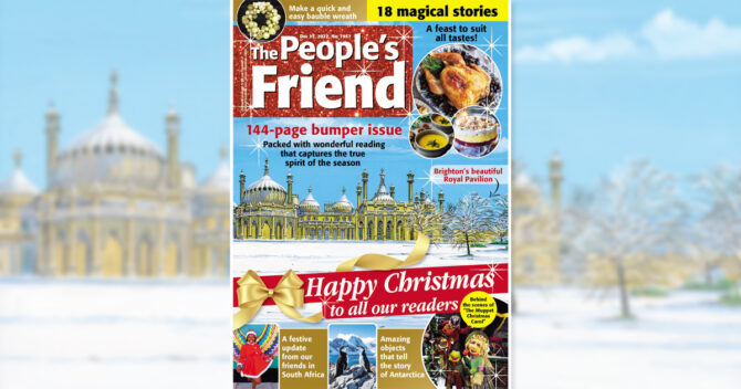 The cover of The People's Friend 17th December issue showing Brighton Pavillion in the snow