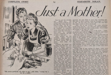 The People's Friend scan of "Just A Mother" title and illustration from the archives from April 1945