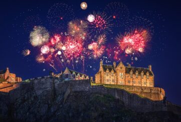 Edinburgh Castle in the fireworks