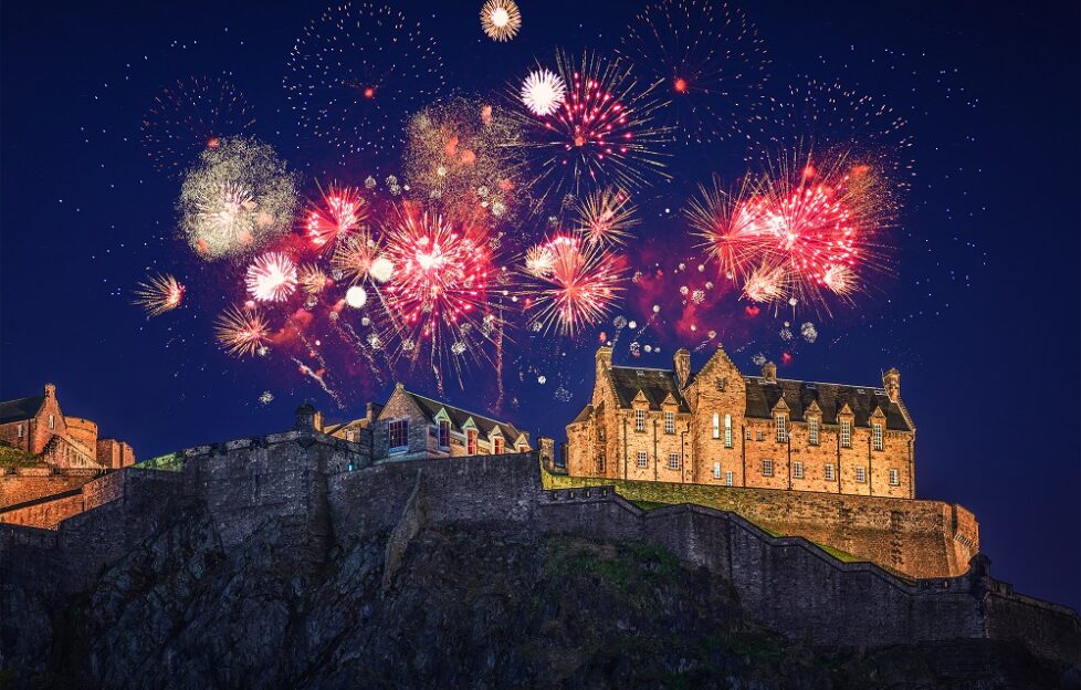 Edinburgh Castle in the fireworks