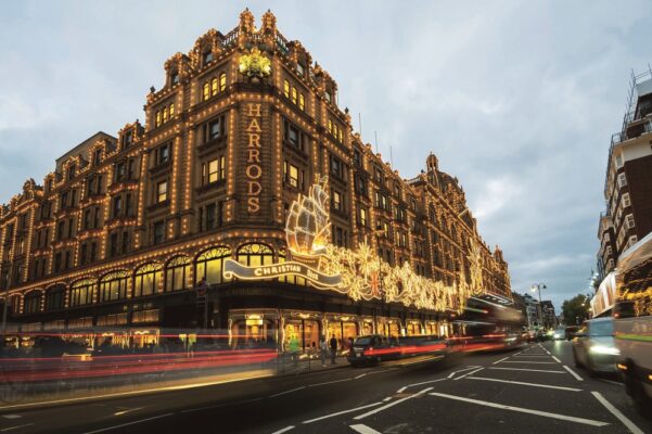 The exterior of Harrods.