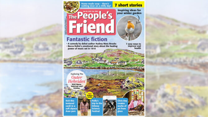 Cover of The People's Friend issue dated January 28 with illustration of the Outer Hebrides