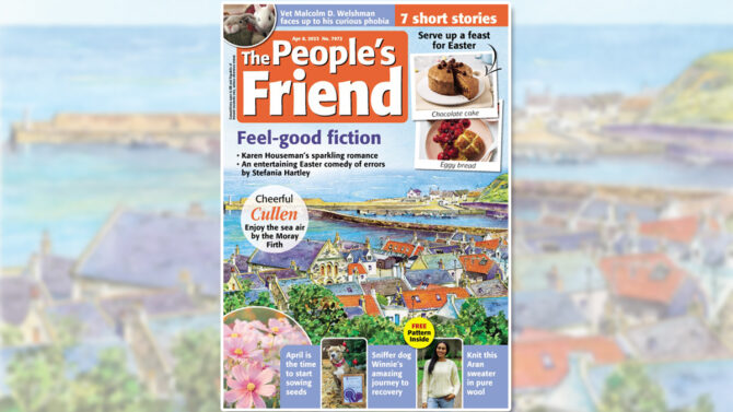 Cover of The People's Friend April 8 issue with illustration depicting Cullen.