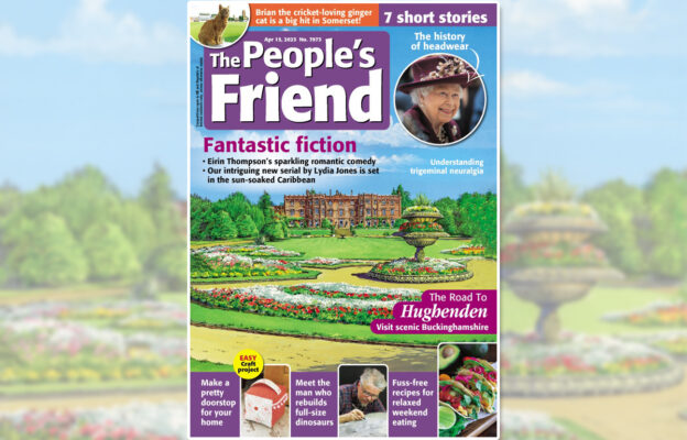 Cover of The People's Friend Weekly issue dated 15th April with illustration of Hughenden
