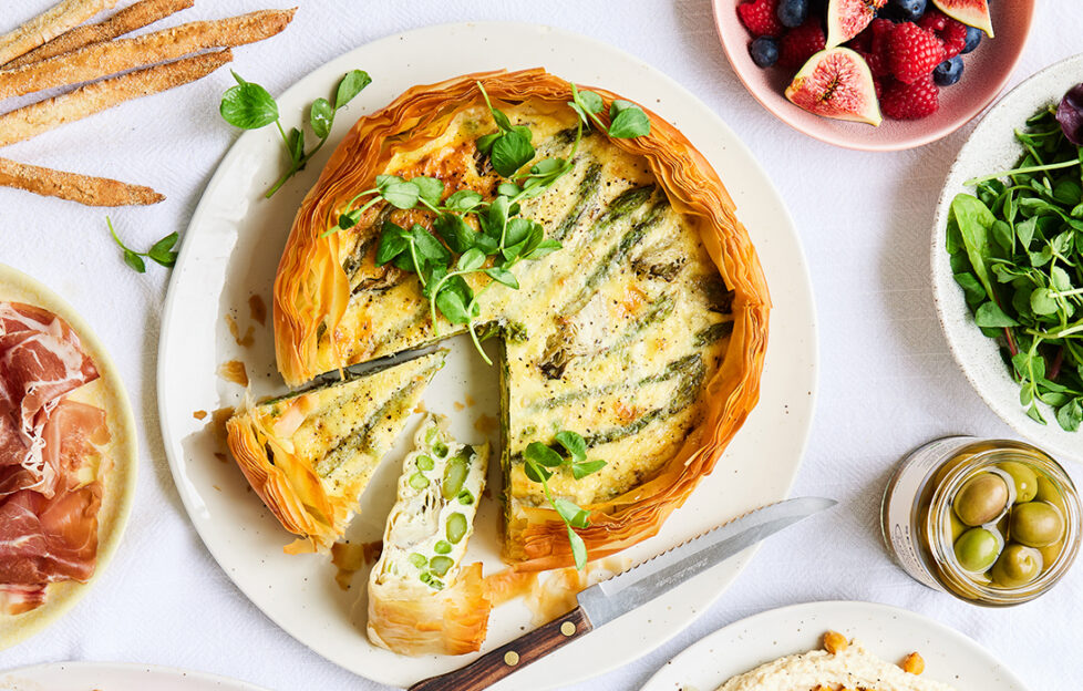 Pea Artichoke and Asparagus Tart