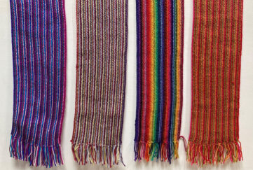 Four examples of scarves Pic: Knit for Peace
