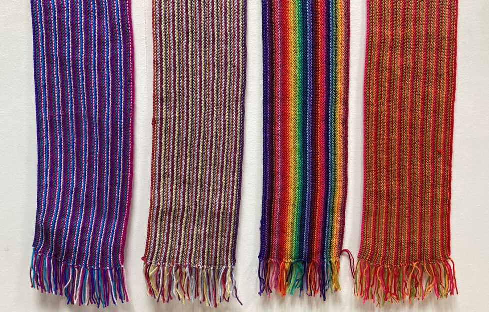 Four examples of scarves Pic: Knit for Peace