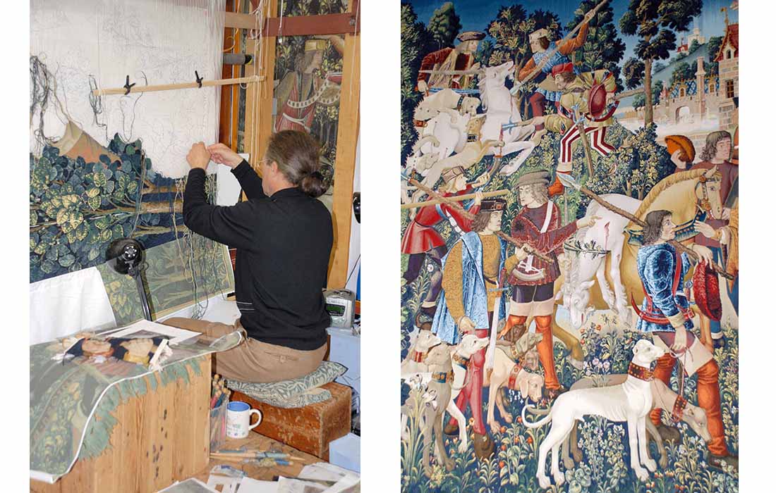 The Hunt For The Unicorn tapestry at Stirling Castle being woven and completed Pic: Willie Shand