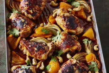 Chicken and cashew nuts tray bake