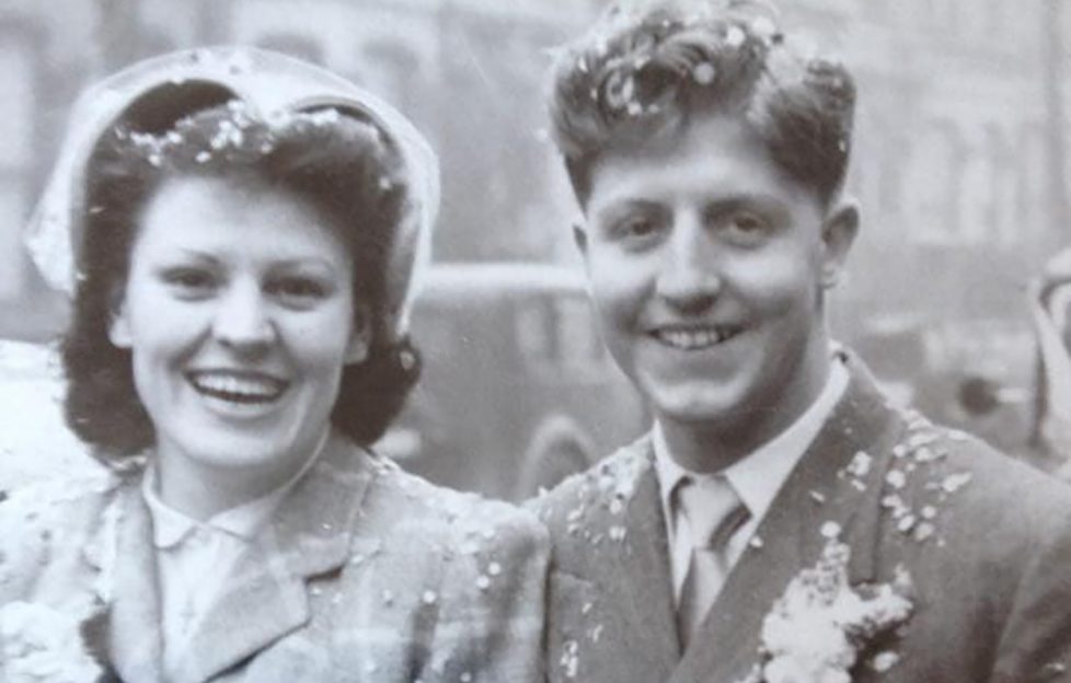 Real life love stories. Image features a black and white photo of a couple on their wedding day.