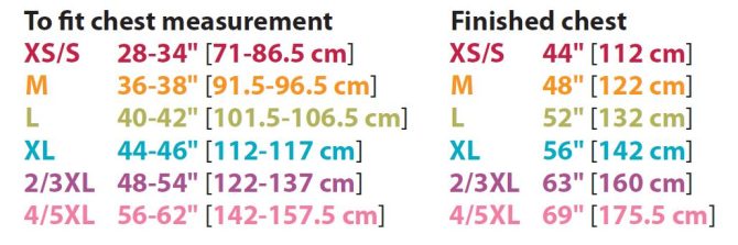 Sweater size chart