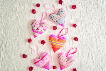 A selection of heart shaped ornaments