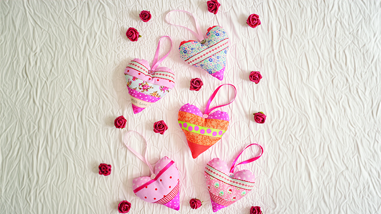 A selection of heart shaped ornaments