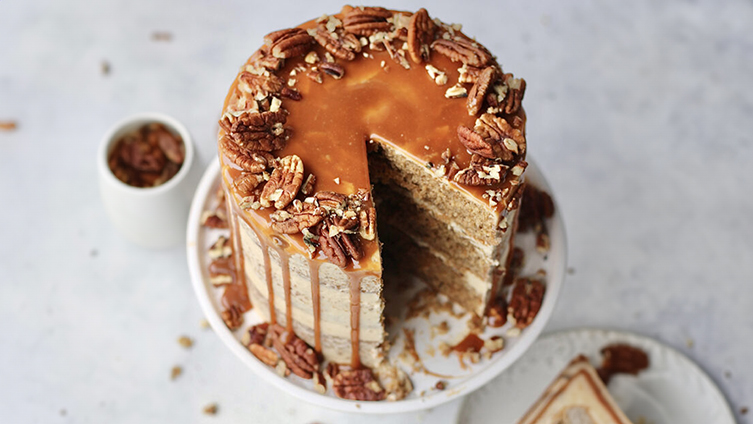 Coffee, Caramel & Pecan Cake