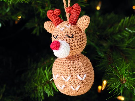 Crocheted reindeer ornament