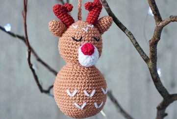 Crochet reindeer ornament