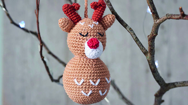 Crochet reindeer ornament