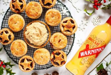 Brandy butter on a platter with mince pies