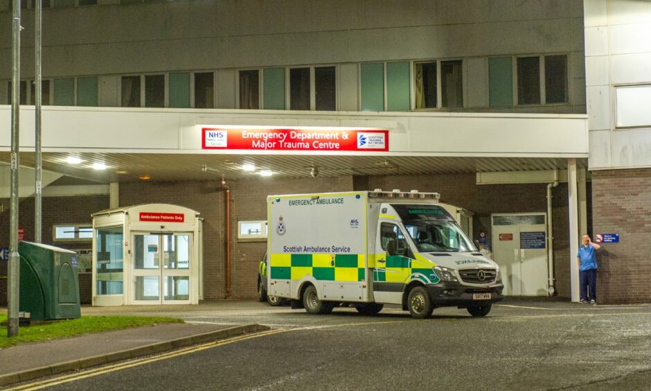 Entrance to the Emergency Department at Ninewells Hospital, Dundee.