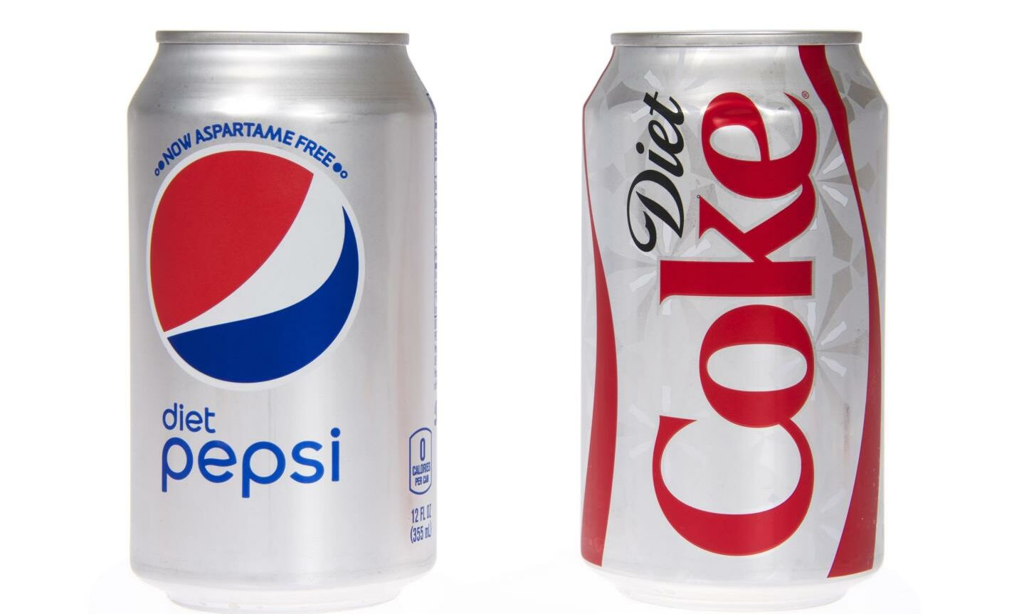 Pepsi paradox- A Diet Pepsi can next to a Diet Coke can