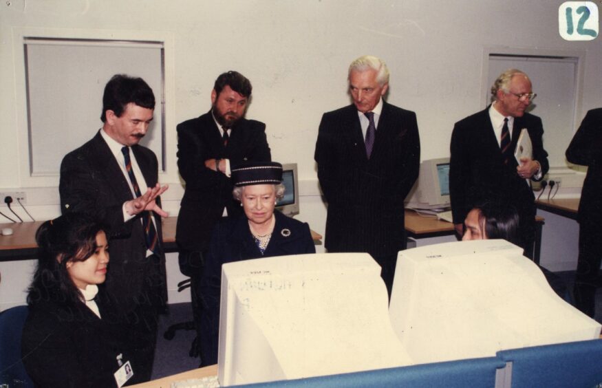 The Queen on her visit to Abertay University. 