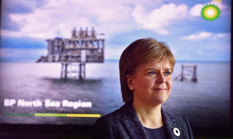 First Minister Nicola Sturgeon during a visit to BP headquarters in Aberdeen, Scotland, in 2016