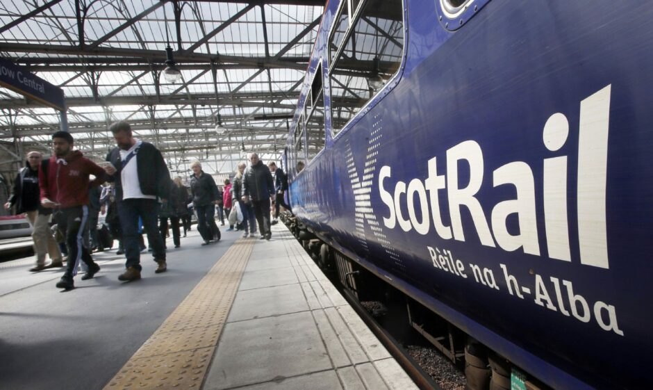 ScotRail train at Glasgow Queen Street Station